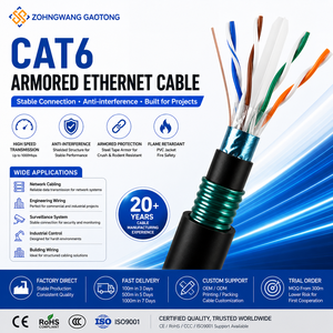 <span class=keywords><strong>Cable</strong></span> Ethernet blindado Cat6 sólido de 8 conductores para instalación de red en exteriores con enterramiento directo y conductor de cobre blindado - Product Image 1