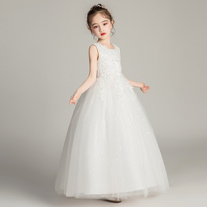 Wholesale Custom Girls Long Princess Wedding Dress Fluffy Tulle Gown Children Festival Performance Costume For 3-15 Years Old - Product Image 1