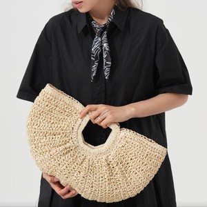 Nuevo Diseño de Bolso de Paja Tejido a Mano Semicircular para Vacaciones de Verano, Bolso de Playa Grande de Lujo, Bolsos de Paja Estilo Bohemio - Product Image 5