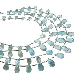 Perles de topaze bleue naturelle authentique, forme goutte, facettées, Sky BT, 5x6mm à 6x9mm, brin de 8 pouces de long - Product Image 1