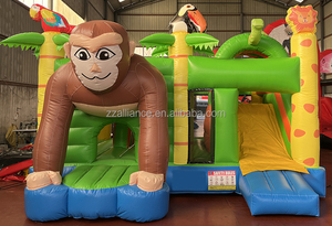 Liên minh bền <span class=keywords><strong>Inflatable</strong></span> lâu đài bouncy Khỉ đột nhảy lâu đài và trượt <span class=keywords><strong>Inflatable</strong></span> động vật bouncers đa chơi Safari rừng - Product Image 2