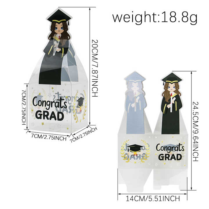 Graduation Theme PVC Candy Treat Boxes Graduation Party Favour Gift ...