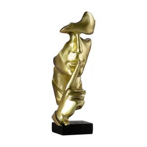 Nordic Abstracte Figuur Sculptuur Stilte Is Goud Art Resin Statue Craft Handgemaakte Woondecoratie