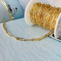 Chaîne en vrac de type trombone, véritable, 10 pieds, grande taille, pour bijoux, plaqué or 14K, pour bracelet et collier