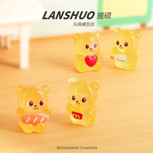 Mini <b>Cute</b> <b>Bear</b> Resin Ornament Animal Shape Desktop Car Decoration Wholesale Little <b>Bear</b> Pattern Plastic Resin Craft - Product Image 3