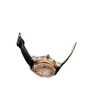 Reloj de pulsera mecánico para mujer con esfera con detalles de diamantes y correa de cuero con estampado de cocodrilo negro Chopards - Product Image 3