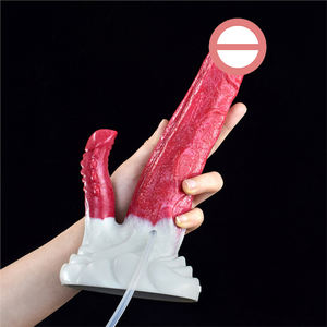 Dubbelkoppige zachte waterdichte dildo met water spray afrodisiacum mannelijke vrouwelijke seksspeeltjes voor vrouwen orgasme reiniging klysma penis - Product Image 4