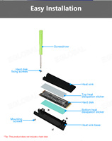 Pendingin SSD MSATA 30*50MM & M.2 2280 NVMe, Heatsink Hard Drive dari Aluminium Alloy, Pendingin Pasif untuk PC, Heatsink SSD Termal
