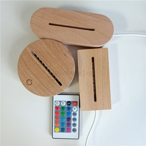 Base de luz Led de madera RGB 3D, lámpara de mesa acrílica de noche, soporte de pantalla USB para cristal de resina, accesorios de luz de arte - Product Image 1