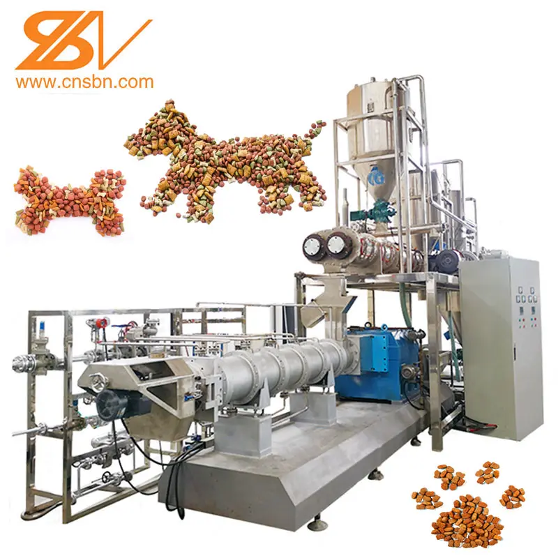 2023 hot products 2-6t/h automatic pet dog cat food fish shrimp aquatic feed making extruder machine production line