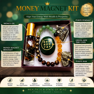 NOBLESTONE GEMS Kit de Cristal Natural para Atraer Dinero, Colgante de Pirita, Pulsera de Piedra de Jade, Set de Regalo con Aceite, Decoración Feng Shui para el Hogar - Product Image 3