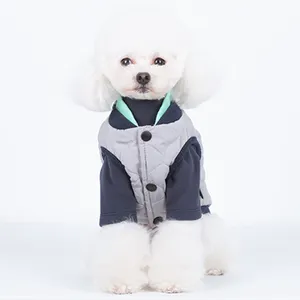 Casaco de algodão para cachorro, colete bordado com gola dupla, logotipo, roupas para animais de estimação