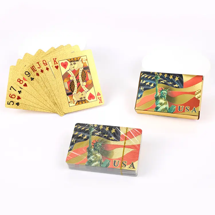 Hot sale 24k Gold foil Euro 100 design gold silver custom playing poker cards