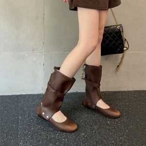 Niche Design Sense Pantalones y <span class=keywords><strong>botas</strong></span> de tubo de cuero de vaca para mujer Color sólido Estilo coreano <span class=keywords><strong>con</strong></span> cierre deslizante - Product Image 1