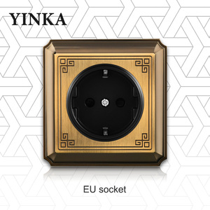 YINKA-Interruptor de pared de cobre antiguo, luz eléctrica de lujo, enchufe de la UE, para decoración de pared, 3 colores - Product Image 4