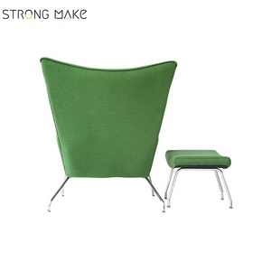 Usine vente meubles chaise longue moderne fauteuil en tissu avec pouf - Product Image 6