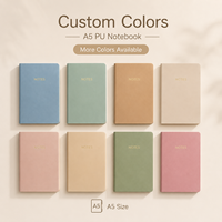 Cahier d'École Pastel A6/A5 Personnalisable Couverture en Cuir PU Souple Portable Journal Journal Papier Ligné Scrapbook Cahier de Papeterie