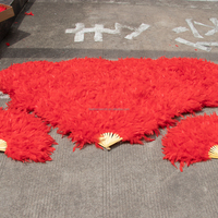 Éventails rouges à grandes plumes de dinde Éventail à main pliable pour la danse Fluffy Performance Divers styles Éventail pour accessoires de fête Éventail pour spectacle de scène