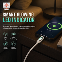 Kabel USB ke Type-C dengan Layar LED, Pengisian Cepat 60W, Sinkronisasi Data, dan Tampilan Daya Digital untuk Ponsel Android