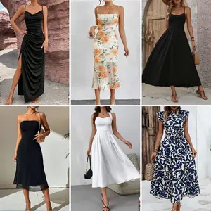 Großhandel für neue Damenbekleidung hochwertige gemischte passende Kleider Sommer lässige bedruckte Kleider Inventar gemischt und versandt