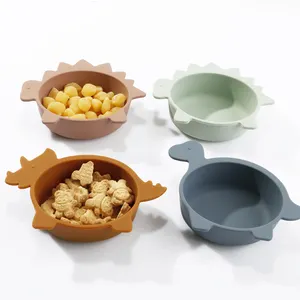Grosir perlengkapan makan bayi silikon bebas BPA mangkuk isap piring isap untuk bayi Set perlengkapan makan bayi silikon