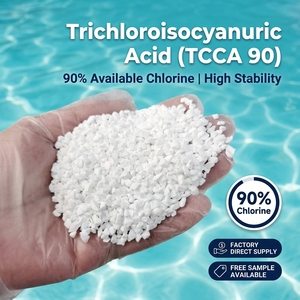 Produit chimique de traitement pour piscines, pureté 90%, acide trichloroisocyanurique (TCCA) en comprimés, granulés et poudre, en fût de 50 kg - Product Image 1