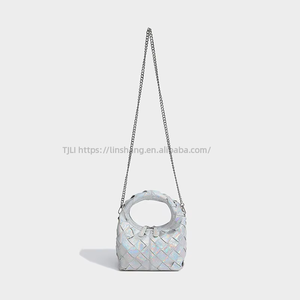Design High-End Small <b>Bag</b> Hand-Woven Silver Beach <b>Accessory</b> Single Shoulder Cross-Body Zipper Closure Chain Tanjing - Product Image 3