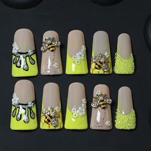 Uñas acrílicas de lujo hechas a mano al por mayor, uñas acrílicas de cobertura completa en forma de pico de pato, uñas postizas de alta calidad. - Product Image 2