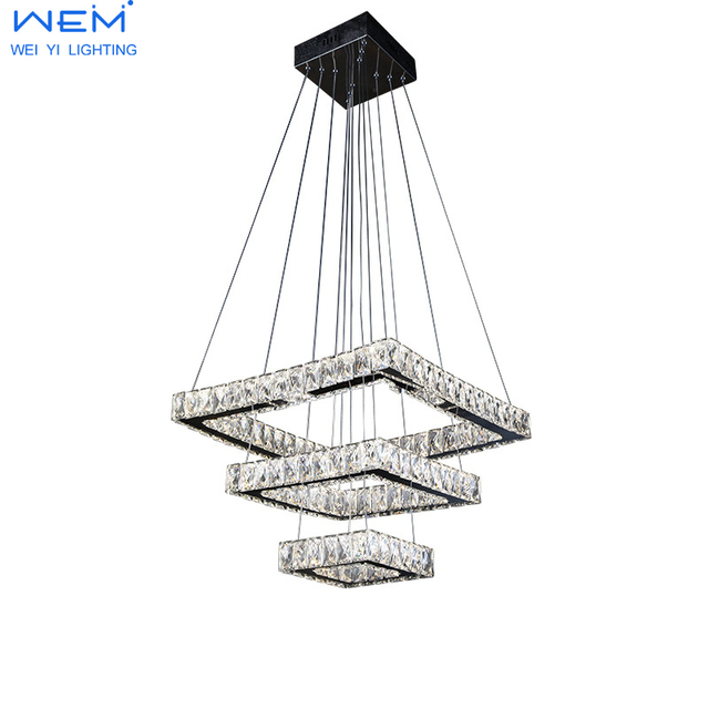 Factory Wholesale Simple Square Shape Living Room LED Lamp Modern Minimalist Crystal Chandelier for Bedroom