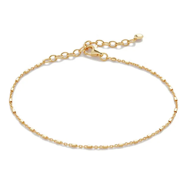 Gemnel 925 silver 18k gold long chain link bracelet for women