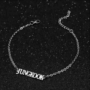 Bracciale a catena in acciaio al titanio con lettere KPOP <span class=keywords><strong>TAEHYUNG</strong></span> JUNGKOOK RM JIMIN J-HOPE SUGA JIN, accessorio gioiello da polso, regalo di compleanno per i fan - Product Image 3