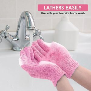 ขายส่งถุงมือขัดผิวอาบน้ําสองด้านถุงมือขัดผิวนิ้วเหนียว - Product Image 5