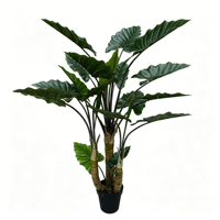 Tanaman Artifisial dalam Pot Besar, Pohon Palsu, Tanaman Lantai, Philodendron Palsu, Daun Taro Hijau, Bonsai dengan Penampilan Daun yang Realistis