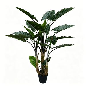 Plantas Artificiales en Macetas, Árbol Artificial Grande, Follaje de Filodendro Sintético, <span class=keywords><strong>Hojas</strong></span> de Taro Verdes, Bonsái con Aspecto de Nudos Realistas - Product Image 1