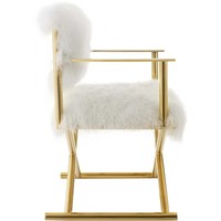 Fauteuils de salon au design luxueux, pieds en acier inoxydable doré ou argenté, fauteuil d'appoint en fausse fourrure pour la maison ou le bureau