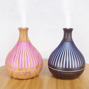 Wood Grain Aroma Diffuser 400Ml <b>Humidifier</b> With Vertical Cutout Design For Home Use - Product Image 4