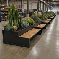 Système de sièges d'extérieur moderne YISHANG, jardinière en métal et banc finition grain de bois, sur mesure