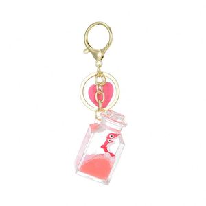 Porte-clés à liquide en mouvement, motif vie marine mignonne, bouteille de sable mouvant, pour sacs et voitures, breloque, pendentif, cadeaux - Product Image 6