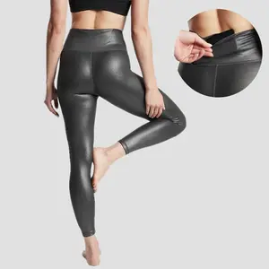 Very popular shiny black high waistlegggings compression yoga pants for women manufacturer
