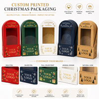 Caja de Regalo Navideña de Alta Gama Personalizada con Ventana Transparente, Caja de Embalaje de Cartón Duro Estilo Cajón con Estampado en Caliente