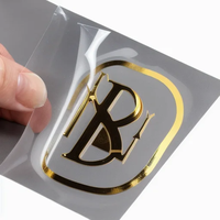 Étiquettes adhésives personnalisées en cuivre imperméables imprimées par transfert UV, transparentes, 3D, de luxe, avec logo noir en feuille d'or pour cadre photo
