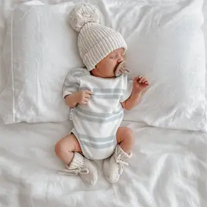 Stricken Kleinkind Kleinkind Neugeborene Stram pler Overalls Onesies Bodysuit Pyjamas Neuer Lieferant Kunden spezifisches Design Bio-Baumwolle