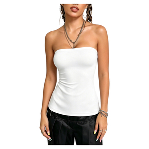 <span class=keywords><strong>Top</strong></span> <span class=keywords><strong>Bandeau</strong></span> sin Tirantes para Mujer, Diseño 2026, Color <span class=keywords><strong>Blanco</strong></span> Sólido, Ropa Urbana y de Moda - Product Image 1