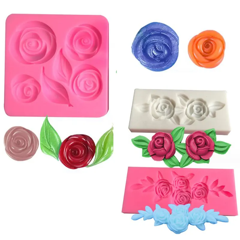 Rose leaf flipped sugar cake silicone mold chocolate decoration handmade soap aromatherapy gypsum mold