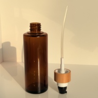 Bouteille en verre cosmétique en bambou foncé et bambou, directement de l'usine, pour shampoing, sérum capillaire et visage, avec tête de pompe vide