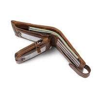 Dompet Pendek Kulit Asli Pria JINBAOLAI Motif Buaya Mini Vintage dengan Ritsleting, Dompet Koin Portabel - Produsen Langsung