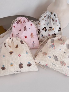 2025 gros filles Floral cadeau sac <span class=keywords><strong>de</strong></span> rangement poussière dessiner chaîne toile cosmétique cordon sacs grande capacité fleur bijoux sac - Product Image 3