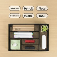 Organisateur de bureau en métal à plusieurs compartiments, avec séparateurs, pour le rangement de fournitures de bureau