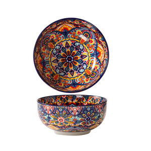 ชามเซรามิคสไตล์โบฮีเมียนแบบย้อนยุค ใช้กับไมโครเวฟได้ ขนาดใหญ่ สำหรับราเมน ซุป ก๋วยเตี๋ยว และสลัด - Product Image 5