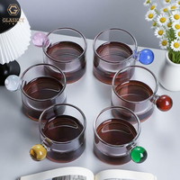 Tasse à thé en verre de 100 ml avec poignée boule, en verre borosilicate haute résistance, mini tasse à lait, mug à café résistant à la chaleur